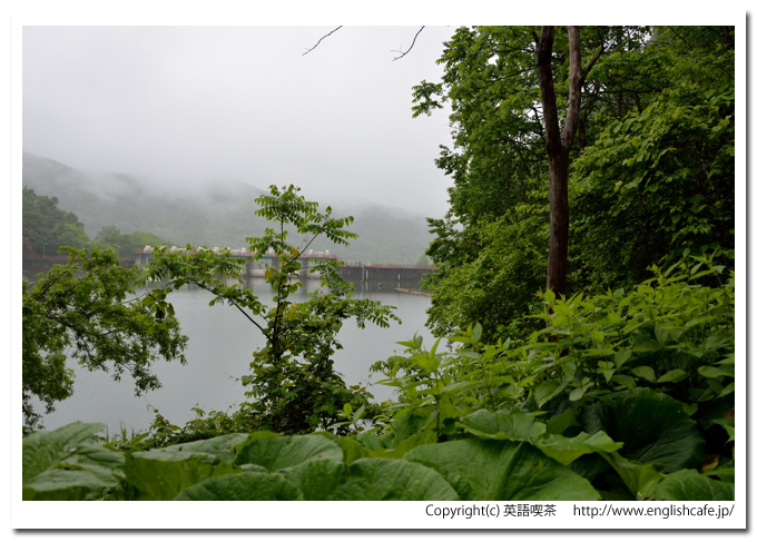 岩松ダム、ダム湖側から見る岩松ダムの堤体（北海道上川郡新得町）