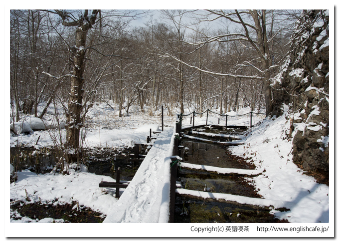 駒ヶ岳神社と大岩と湧水（北海道七飯町大沼国定公園）