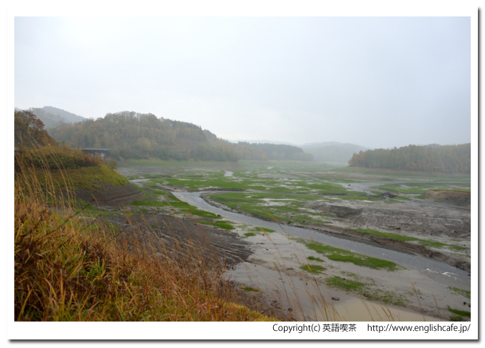 温根別ダム、温根別ダムの渇水期の風景（北海道士別市温根別町）