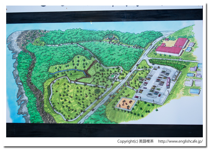 しびの岬公園の案内板（北海道乙部町）