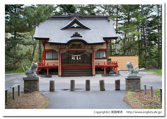 春の玉川神社の社（北海道久遠郡せたな町）