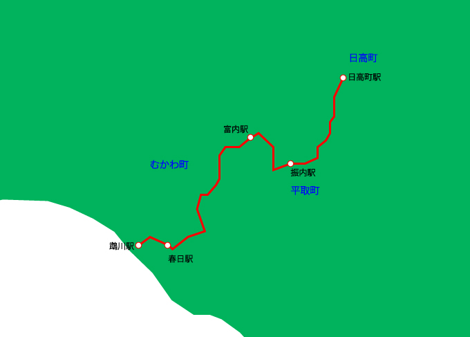 富内線跡（北海道沙流郡日高町）、鉄道路線詳細マップ